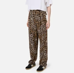 Elisabetta Franchi Trousers And Shorts|Tailleur|Straight trousers in animalier crêpe fabric with double darts Animalprint