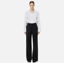 Elisabetta Franchi Trousers And Shorts|Straight trousers in cool wool with darts Black