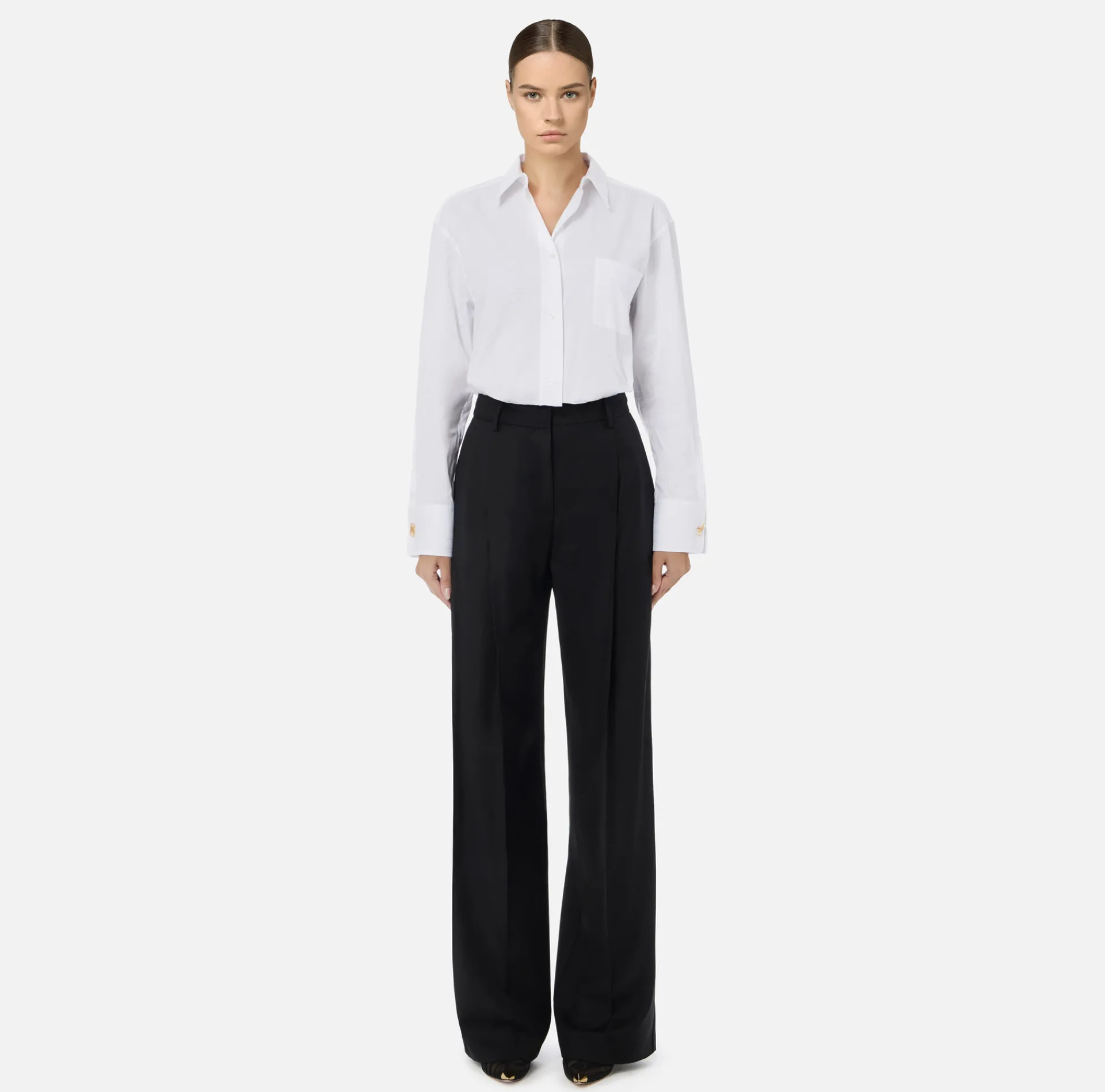 Elisabetta Franchi Trousers And Shorts|Straight trousers in cool wool with darts Black