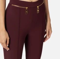 Elisabetta Franchi Trousers And Shorts|Tailleur|Straight trousers in crêpe fabric with zip RougeNoir