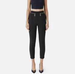 Elisabetta Franchi Trousers And Shorts|Tailleur|Straight trousers in crêpe fabric with zip Black