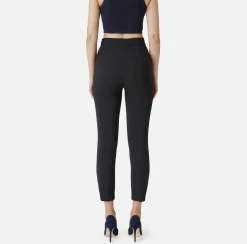 Elisabetta Franchi Trousers And Shorts|Tailleur|Straight trousers in crêpe fabric with zip Black