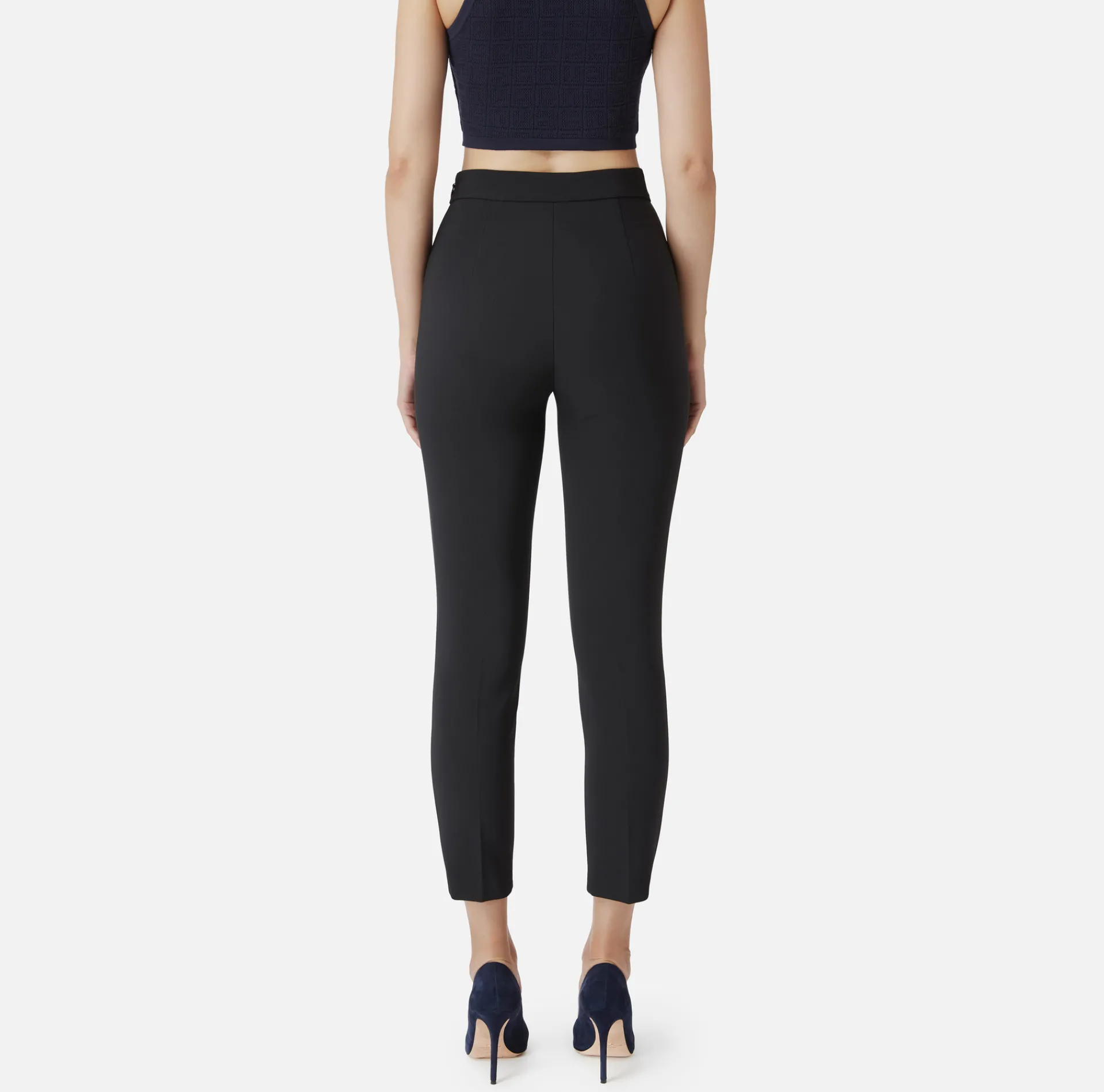 Elisabetta Franchi Trousers And Shorts|Tailleur|Straight trousers in crêpe fabric with zip Black