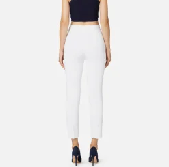 Elisabetta Franchi Trousers And Shorts|Tailleur|Straight trousers in crêpe fabric with zip Ivory