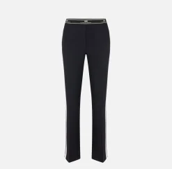 Elisabetta Franchi Trousers And Shorts|Straight trousers in crêpe fabric with side band Black