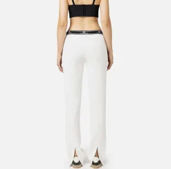 Elisabetta Franchi Trousers And Shorts|Straight trousers in crêpe fabric with side band Ivory