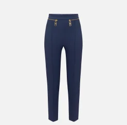 Elisabetta Franchi Trousers And Shorts|Tailleur|Straight trousers in crêpe fabric with zip Navy