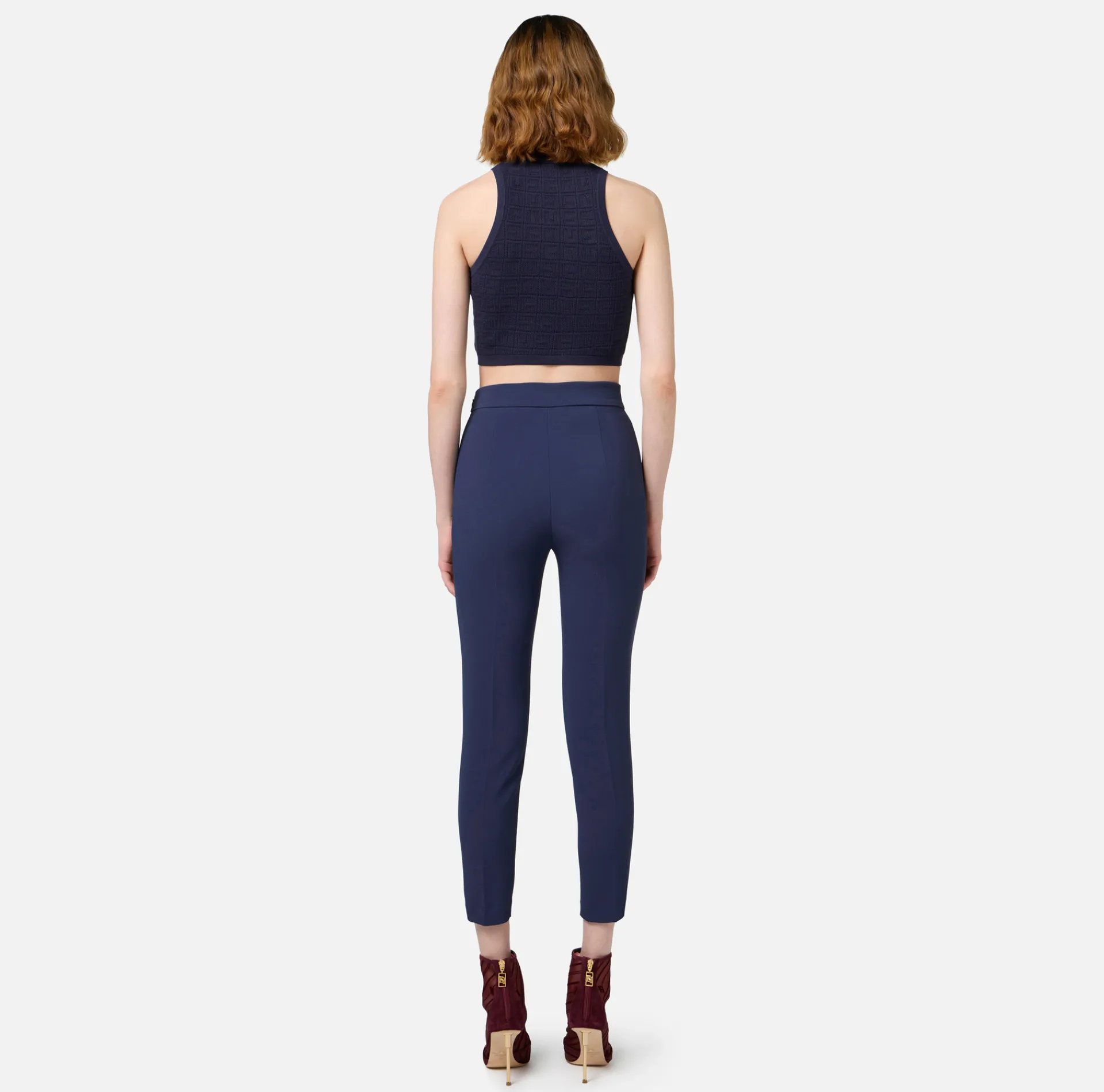 Elisabetta Franchi Trousers And Shorts|Tailleur|Straight trousers in crêpe fabric with zip Navy
