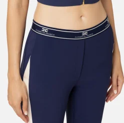 Elisabetta Franchi Trousers And Shorts|Straight trousers in crêpe fabric with side band Navy