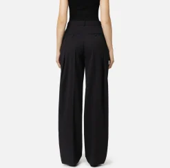 Elisabetta Franchi Trousers And Shorts|Tailleur|Straight trousers in melange cool wool fabric with double darts Black