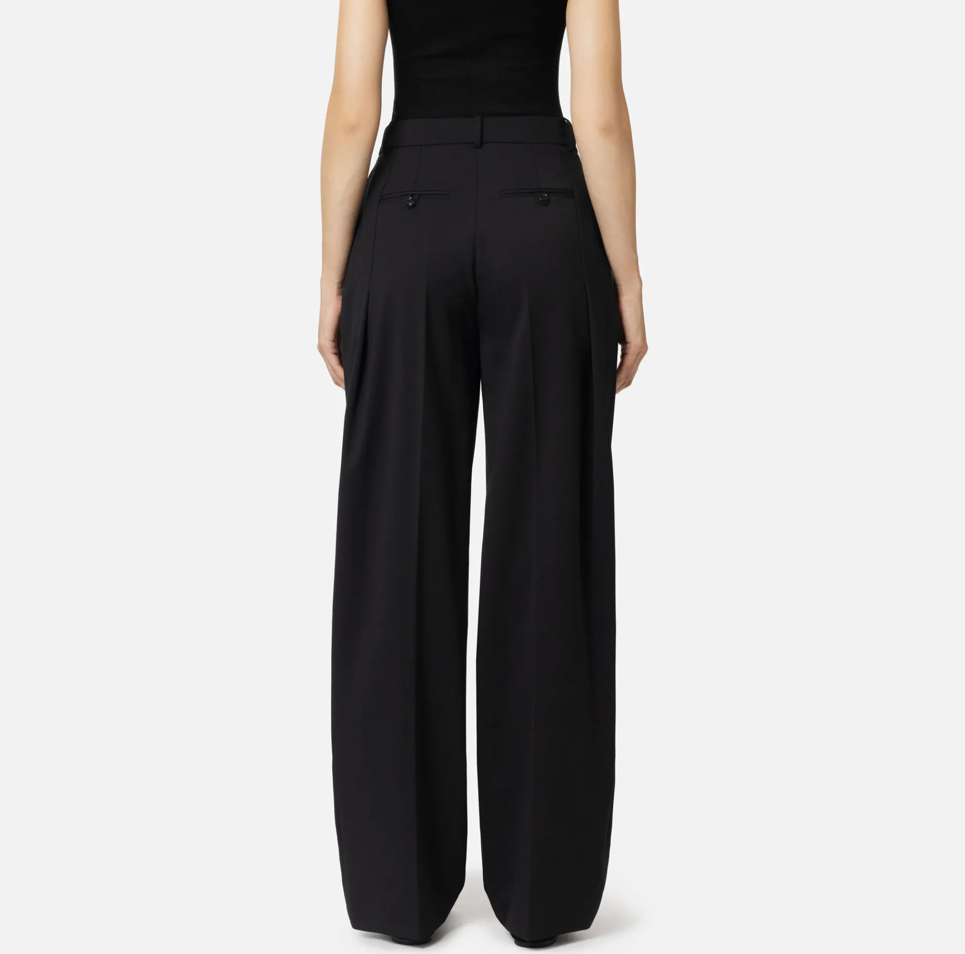 Elisabetta Franchi Trousers And Shorts|Tailleur|Straight trousers in melange cool wool fabric with double darts Black