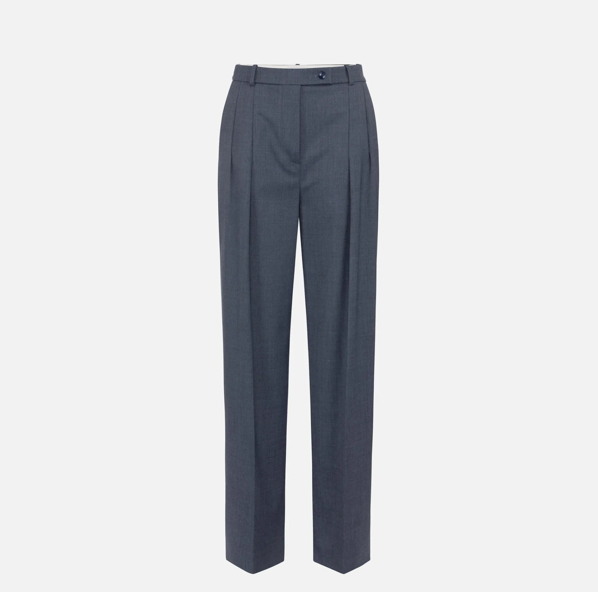 Elisabetta Franchi Trousers And Shorts|Tailleur|Straight trousers in melange cool wool fabric with double darts Navy