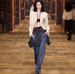 Elisabetta Franchi Trousers And Shorts|Tailleur|Straight trousers in melange cool wool fabric with double darts Navy