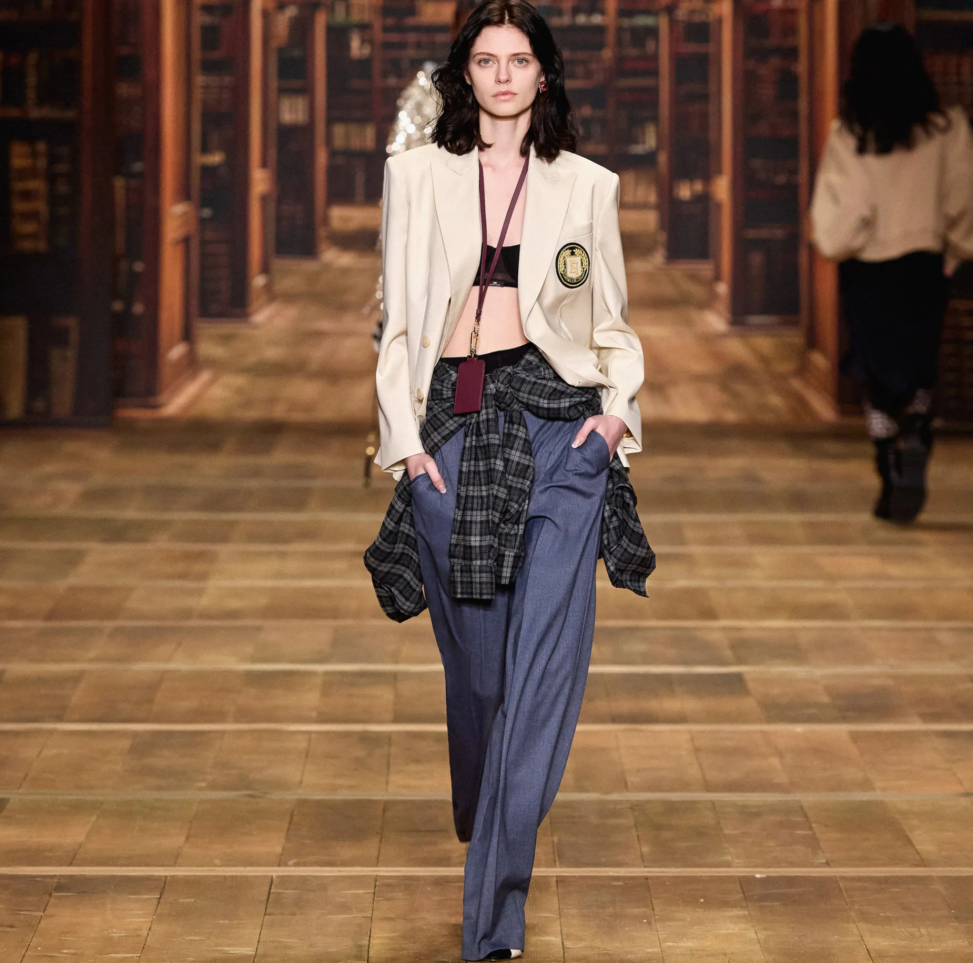 Elisabetta Franchi Trousers And Shorts|Tailleur|Straight trousers in melange cool wool fabric with double darts Navy