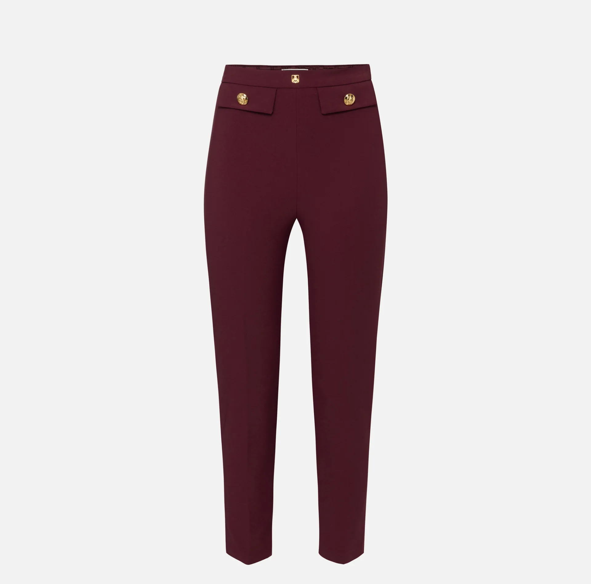 Elisabetta Franchi Trousers And Shorts|Tailleur|Straight trousers in stretch crêpe fabric with logo rivet RougeNoir