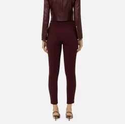 Elisabetta Franchi Trousers And Shorts|Straight trousers in stretch crêpe fabric with zip RougeNoir
