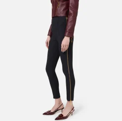 Elisabetta Franchi Trousers And Shorts|Straight trousers in stretch crêpe fabric with zip Black