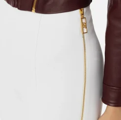 Elisabetta Franchi Trousers And Shorts|Straight trousers in stretch crêpe fabric with zip Ivory