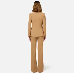 Elisabetta Franchi Tailleur|Trousers And Shorts|Straight trousers in stretch crêpe fabric with logo rivet