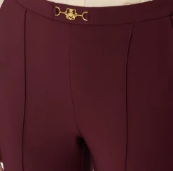 Elisabetta Franchi Trousers And Shorts|Straight trousers in technical fabric with horsebit RougeNoir