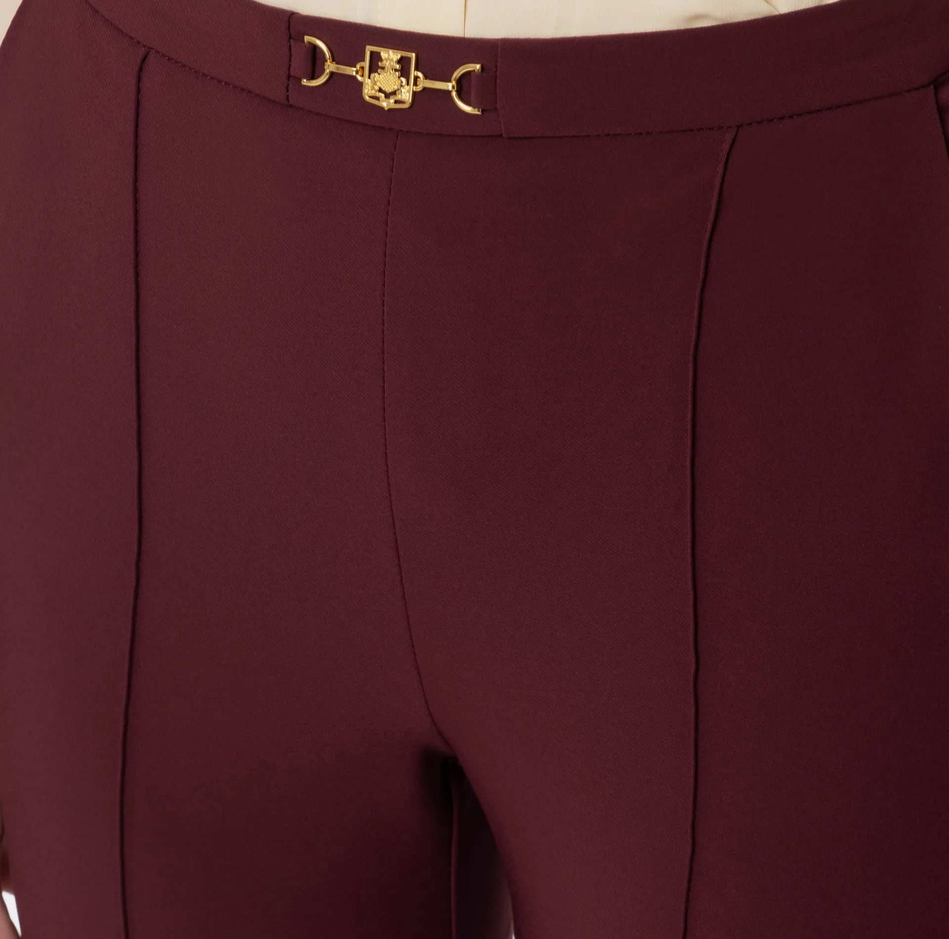 Elisabetta Franchi Trousers And Shorts|Straight trousers in technical fabric with horsebit RougeNoir