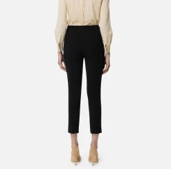 Elisabetta Franchi Trousers And Shorts|Straight trousers in technical fabric with horsebit Black