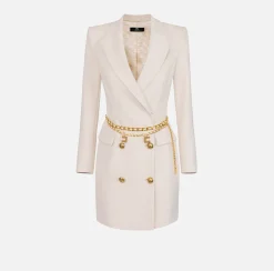 Elisabetta Franchi Dresses|Mini Dresses|Stretch coat dress in crêpe fabric with belt Butter