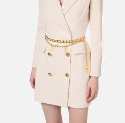 Elisabetta Franchi Dresses|Mini Dresses|Stretch coat dress in crêpe fabric with belt Butter