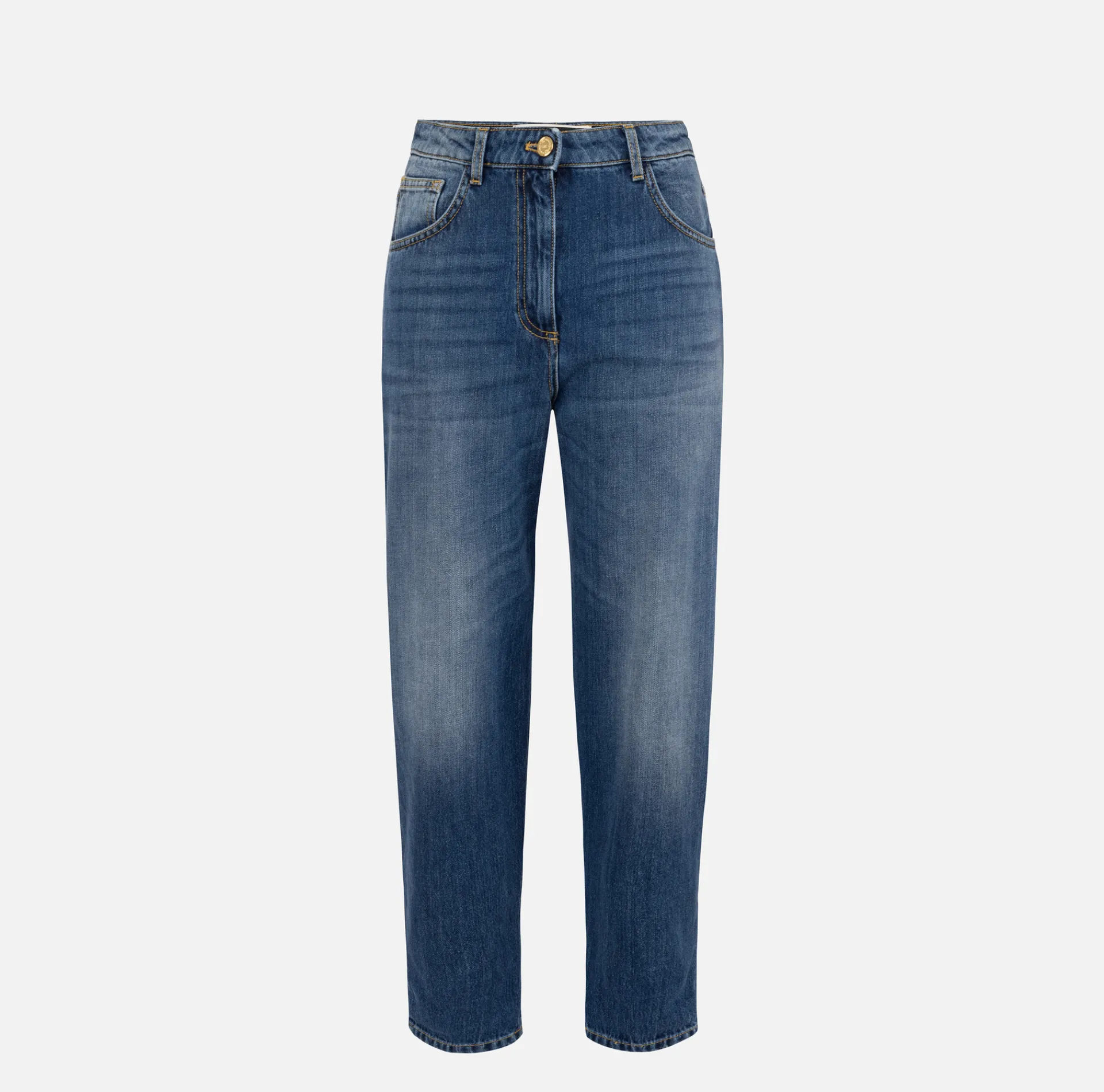 Elisabetta Franchi Jeans|Stretch cotton boyfriend jeans with turn-ups DenimBlue