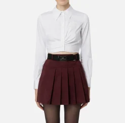 Elisabetta Franchi Shirts And Blouses|Stretch cropped poplin shirt with draping White