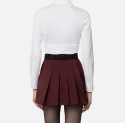 Elisabetta Franchi Shirts And Blouses|Stretch cropped poplin shirt with draping White