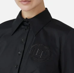 Elisabetta Franchi Shirts And Blouses|Stretch cropped poplin shirt with draping Black