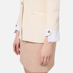Elisabetta Franchi Jackets And Trench Coats|Tailleur|Stretch crêpe jacket with cotton cuffs Butter