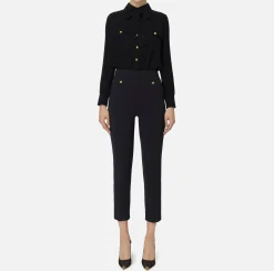Elisabetta Franchi Jumpsuits|Stretch crêpe jumpsuit with bow Black