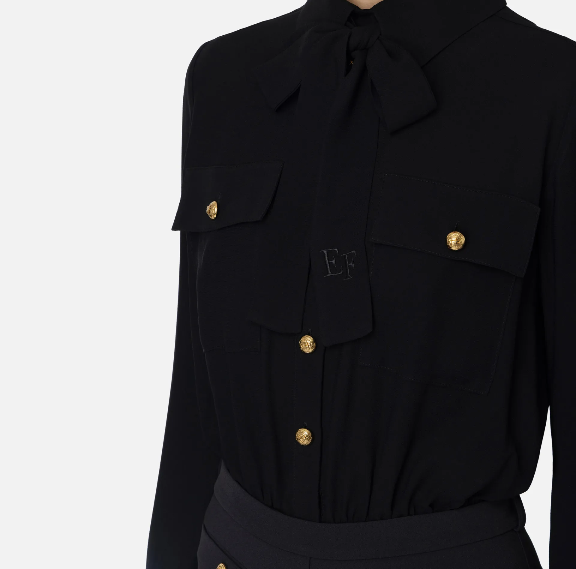 Elisabetta Franchi Jumpsuits|Stretch crêpe jumpsuit with bow Black