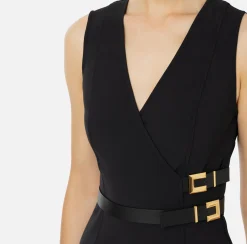 Elisabetta Franchi Mini Dresses|Dresses|Stretch crêpe mini-dress with lacing Black