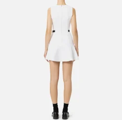 Elisabetta Franchi Mini Dresses|Dresses|Stretch crêpe mini-dress with lacing Ivory