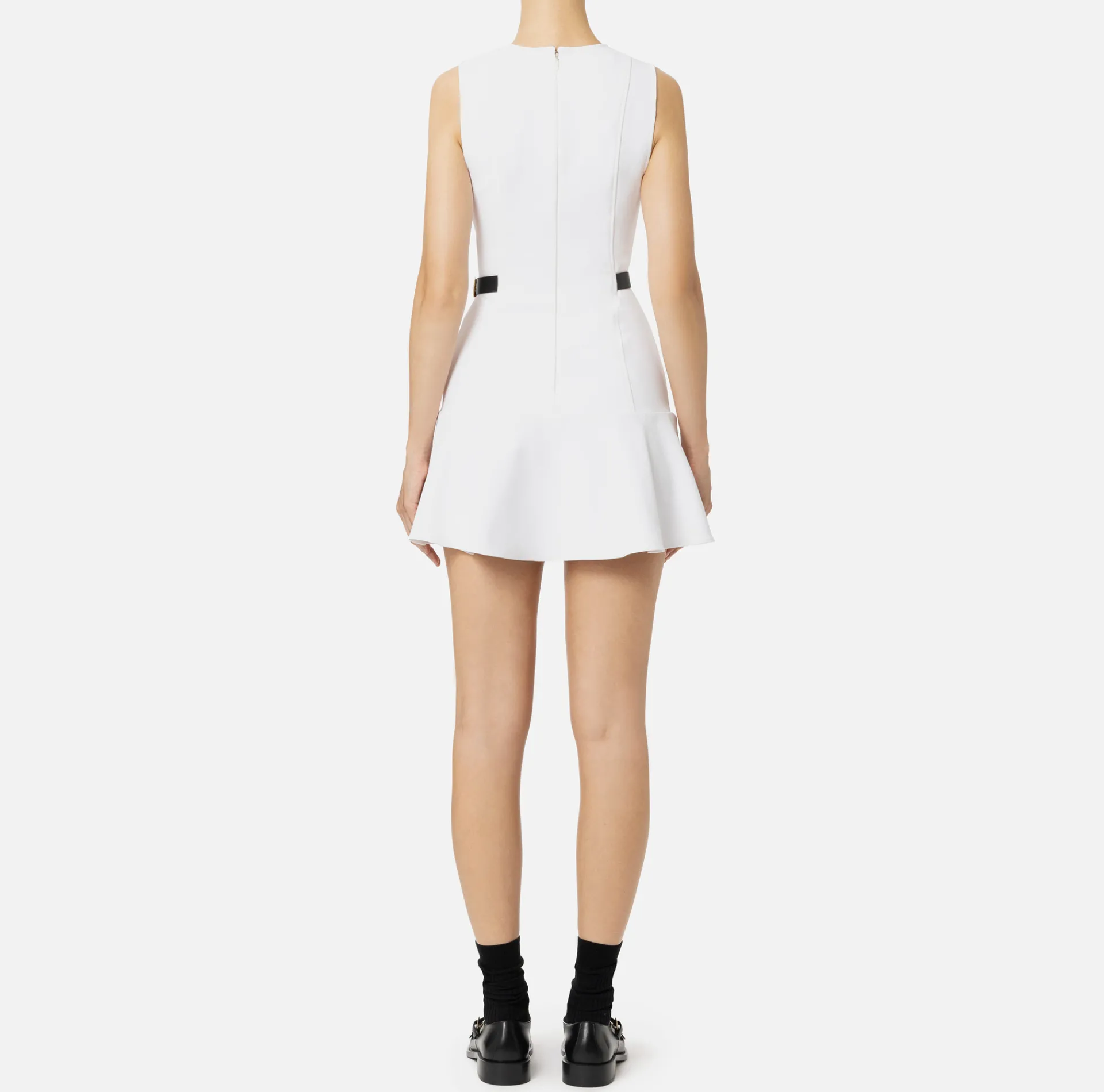 Elisabetta Franchi Mini Dresses|Dresses|Stretch crêpe mini-dress with lacing Ivory