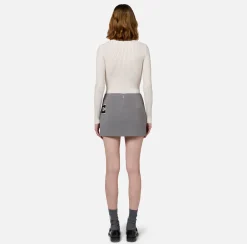 Elisabetta Franchi Skirts|Stretch crêpe miniskirt with band and logo embroidery