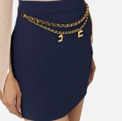 Elisabetta Franchi Tailleur|Skirts|Stretch crêpe miniskirt with belt Navy