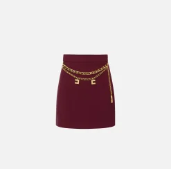 Elisabetta Franchi Tailleur|Skirts|Stretch crêpe miniskirt with belt RougeNoir