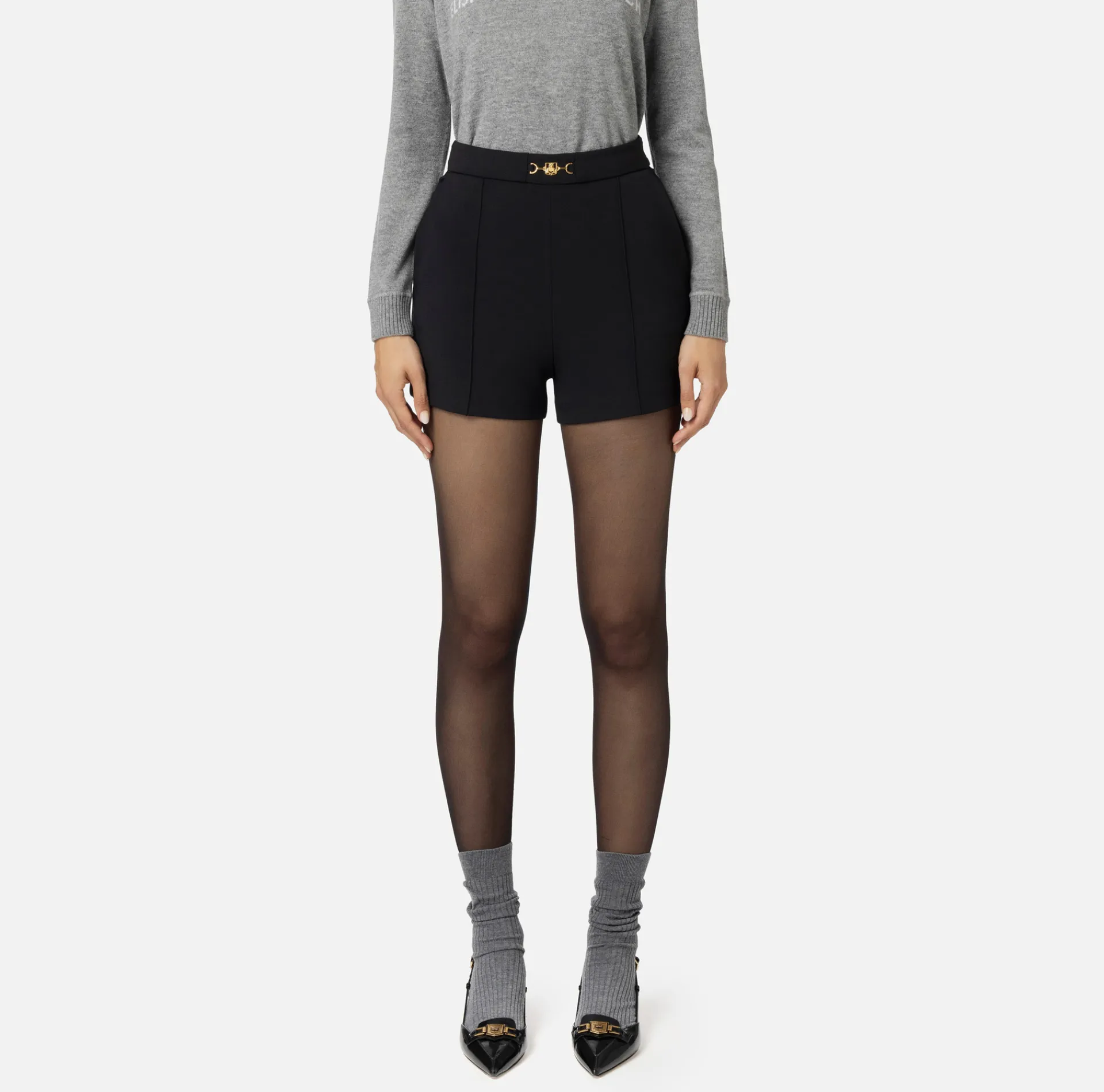 Elisabetta Franchi Trousers And Shorts|Stretch crêpe shorts with horsebit Black
