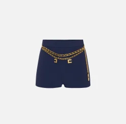 Elisabetta Franchi Trousers And Shorts|Stretch crêpe shorts with belt Navy