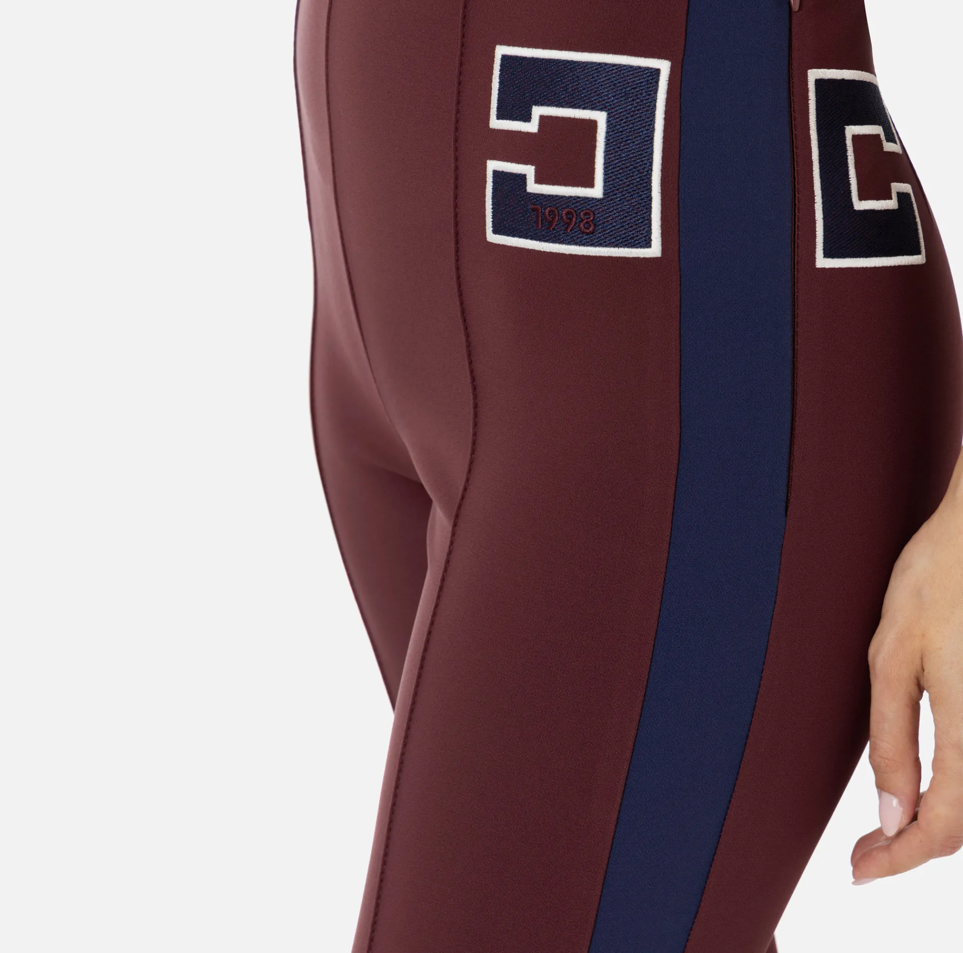 Elisabetta Franchi Trousers And Shorts|Stretch crêpe straight trousers with bands and logo embroidery Gold