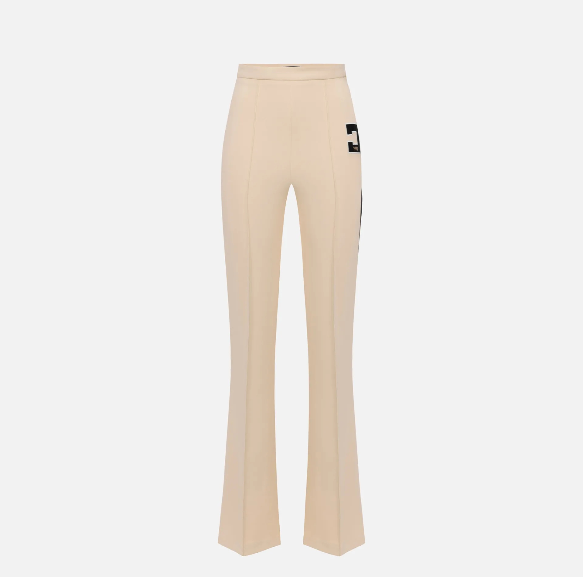 Elisabetta Franchi Trousers And Shorts|Stretch crêpe straight trousers with bands and logo embroidery