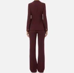 Elisabetta Franchi Tailleur|Stretch crêpe suit with fitted jacket and straight trousers RougeNoir