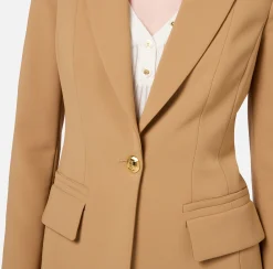 Elisabetta Franchi Tailleur|Stretch crêpe suit with fitted jacket and straight trousers Bronze