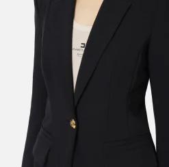 Elisabetta Franchi Tailleur|Stretch crêpe suit with fitted jacket and straight trousers Black