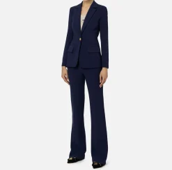 Elisabetta Franchi Tailleur|Stretch crêpe suit with fitted jacket and straight trousers Navy
