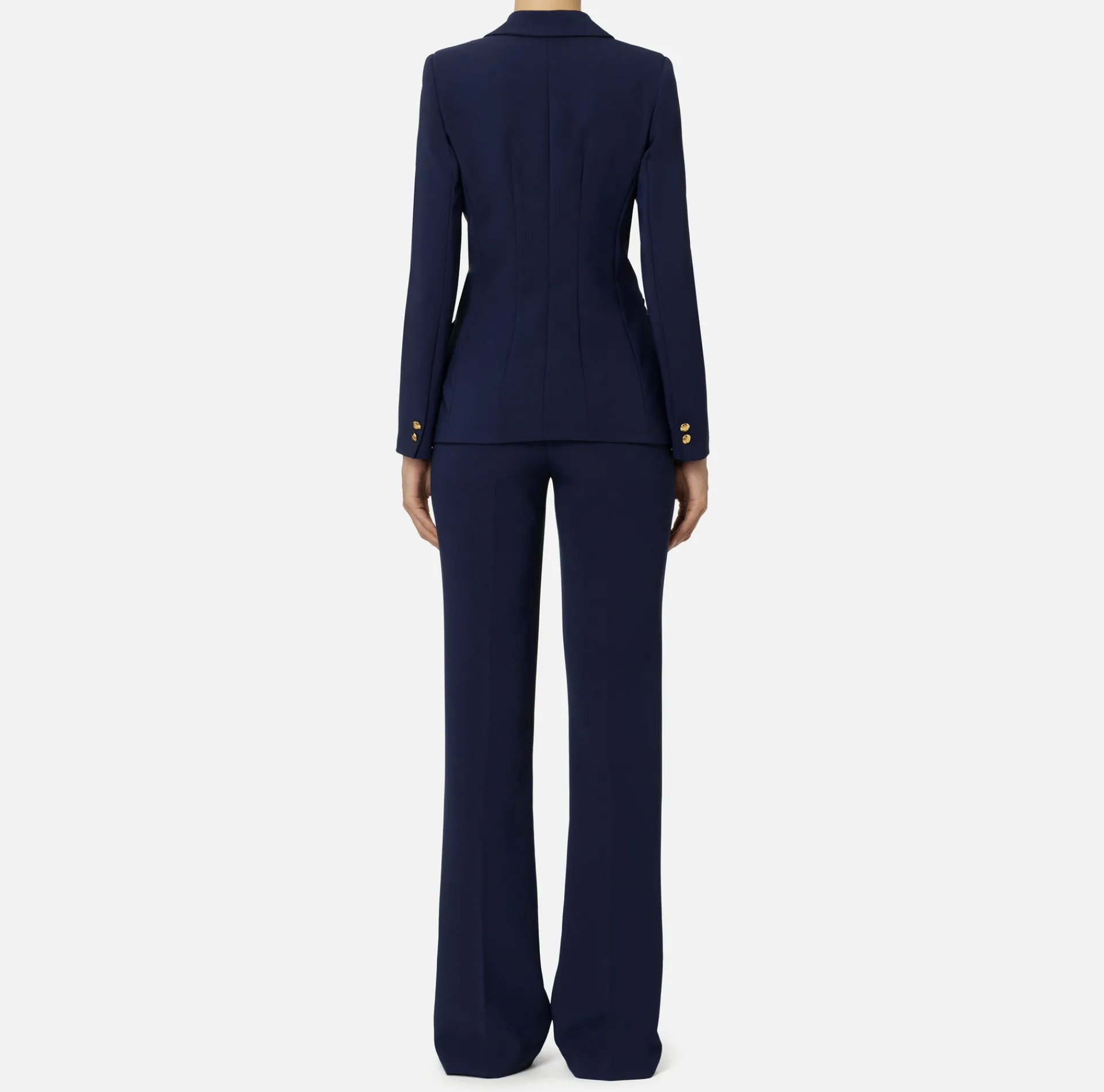Elisabetta Franchi Tailleur|Stretch crêpe suit with fitted jacket and straight trousers Navy